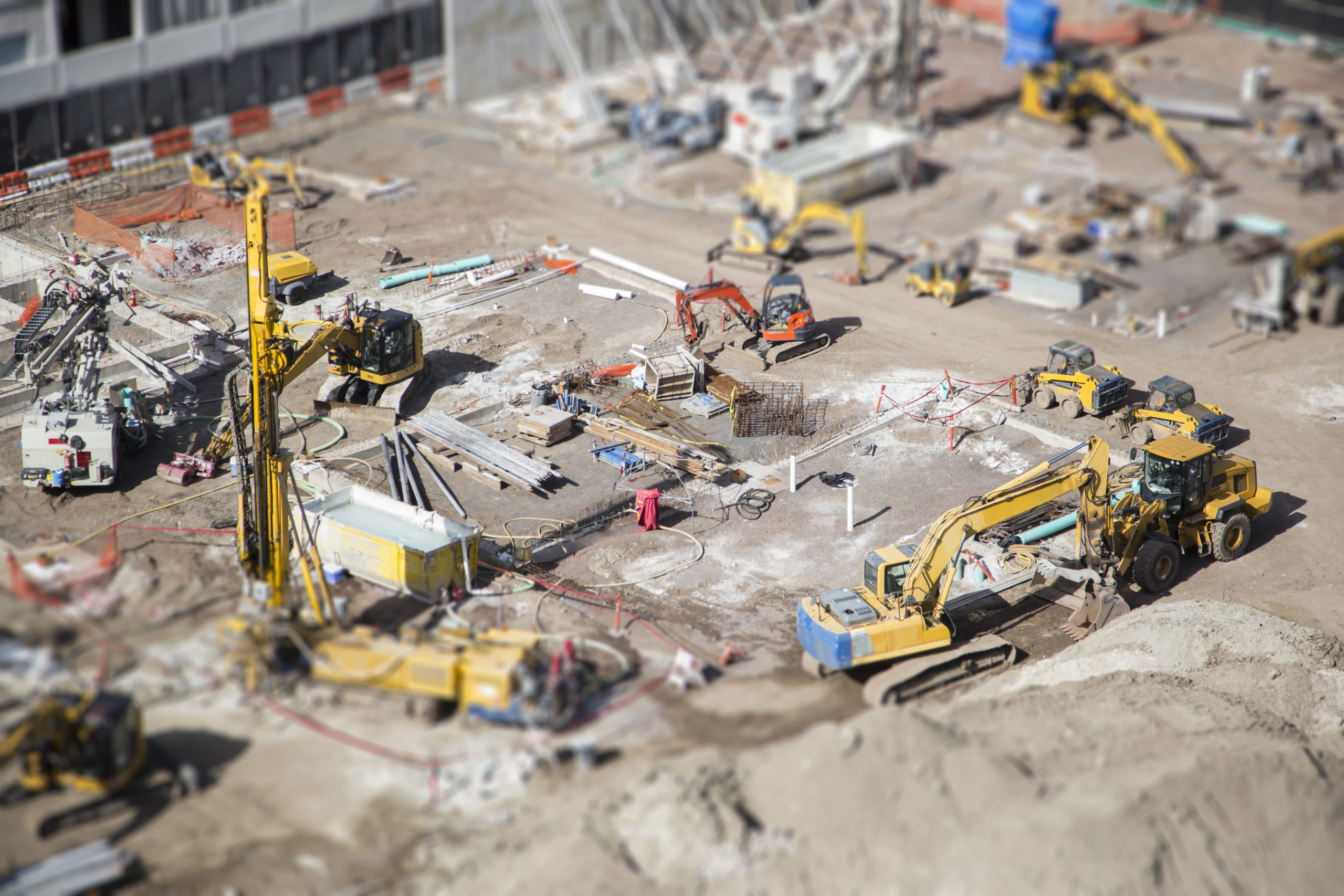 Aerial View of Busy Construction Site