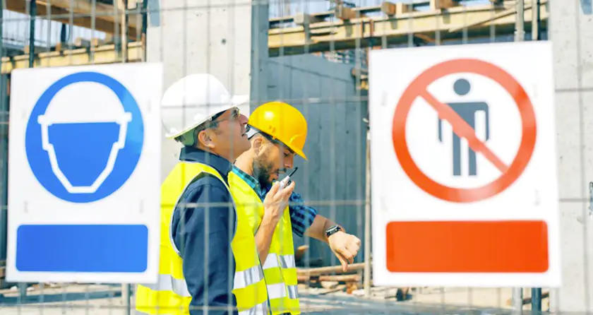 Here Constructions site safety signs